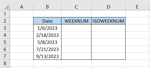 Comparision Of ISOWEEKNUM And WEEKNUM Function 