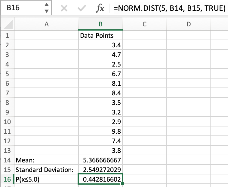 calculation in excel