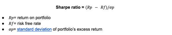 Sharpe ratio = (Rp - Rf)/p