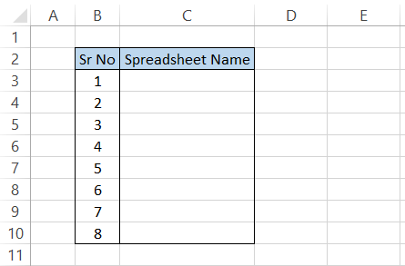 Spreadsheet name box