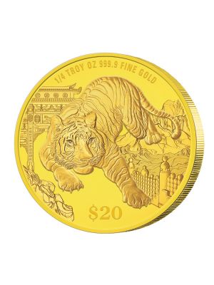 2022 Singapore Lunar Tiger 1/4 Troy Oz 999.9 Fine Gold Proof Coin