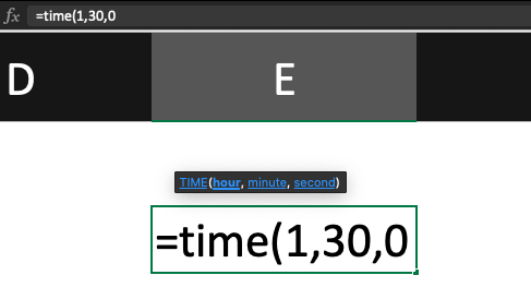 time function formula