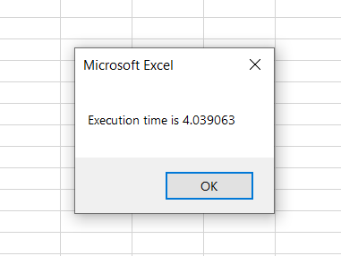 Spreadsheet showing that Execution time is 4.039063