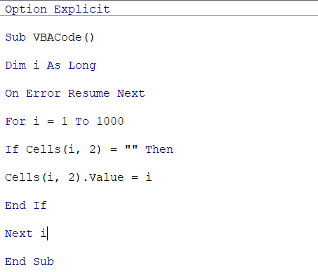 Example of On Error Resume Next