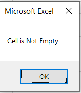On pressing the F5 key, result shows Cell is Not Empty