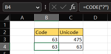 Code and Unicode function are same