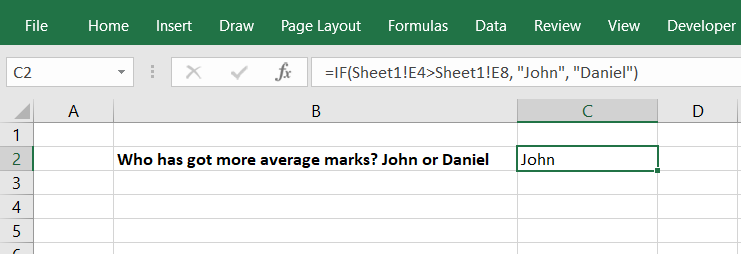 Spreadsheet showing that how we can reference a cell or a group of cells in another worksheet in the same workbook by using the worksheet name followed by an exclamation mark(!) before the cell address.