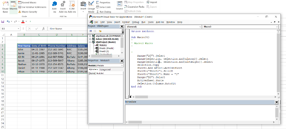 A screenshot of VBA code