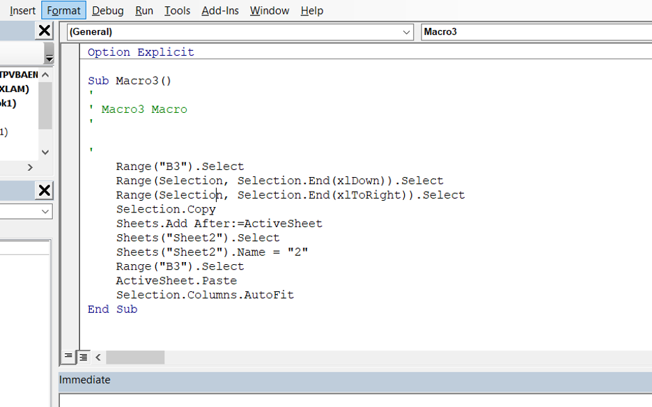 VBA macro code responsible for an error