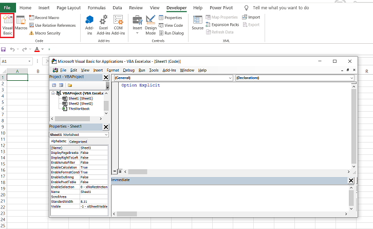 VBA module in Excel