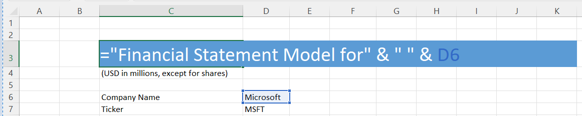 Formula for dynamically linking text in Excel