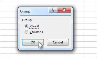 Group dialog box in Excel