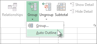 Auto Outline button in Excel