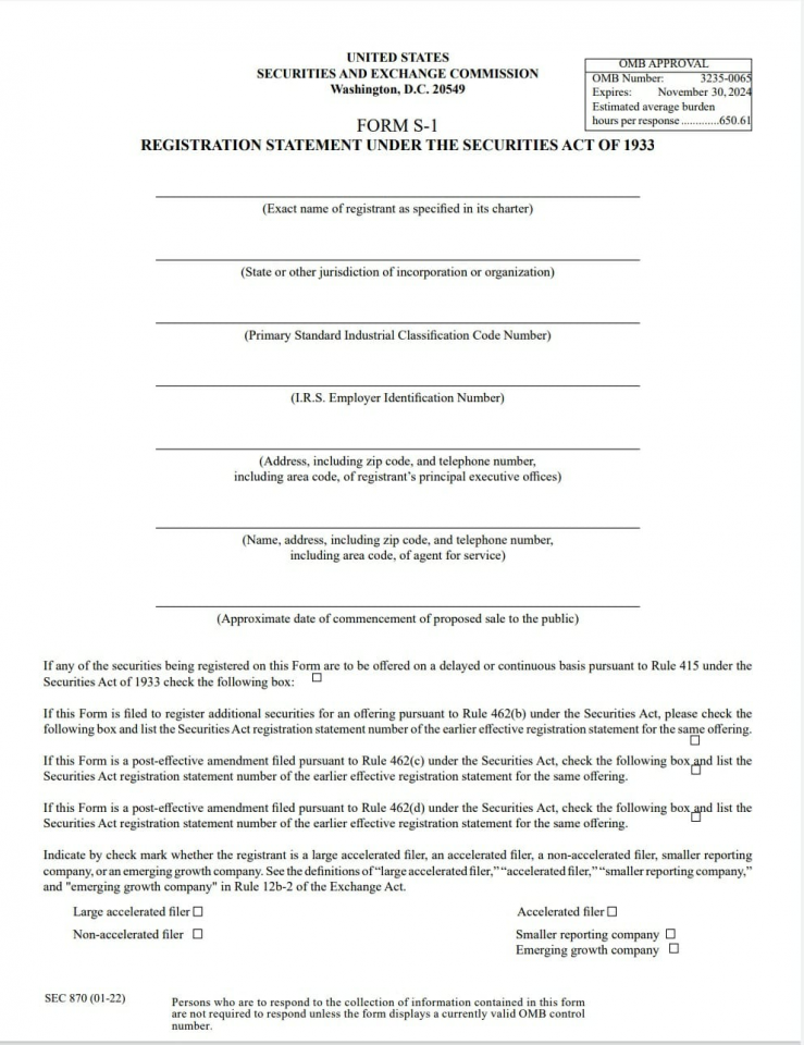 Registration Statement on Form S-1