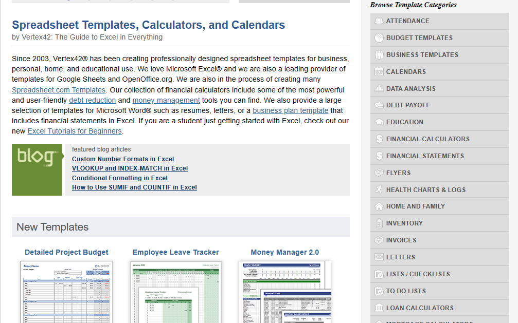 Vertex42® Excel Templates and Resources for Financial Analysts Wall Vertex42® Excel Templates and Resources for Financial Analysts Wall
