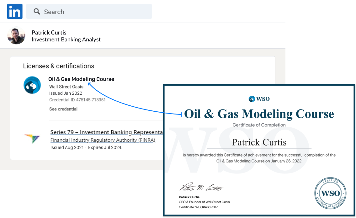 Oil & Gas Modeling Course certificate